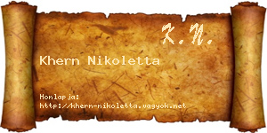 Khern Nikoletta névjegykártya